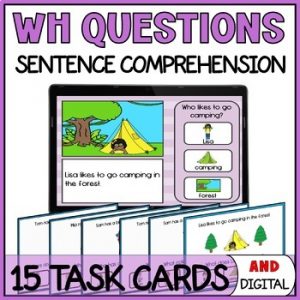 WH Questions Task Cards with Visuals - Sentence Comprehension Special Education