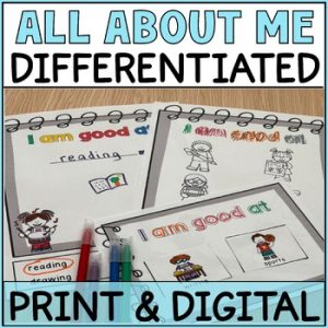 All About Me Book & Crafts Differentiated Back to School Activities Special Ed