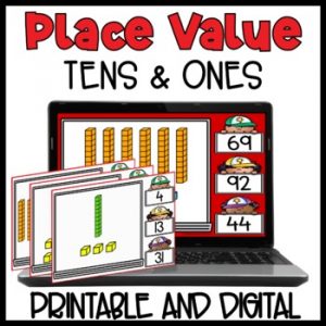 Place Value Tens Ones Task Cards - Represent Numbers to 100 Base 10 Blocks