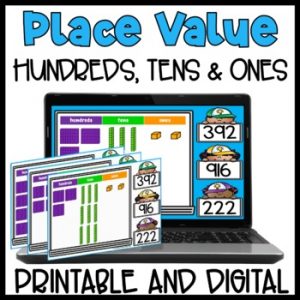 Place Value Hundreds Tens Ones Task Cards - Base 10 Blocks Activities