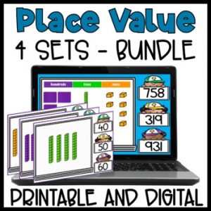 Place Value Task Cards - 2nd Grade Base 10 Place Values Math Center Bundle