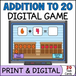 Picture Addition to 20 Digital Game & Task Cards - Fact Fluency Math Activities