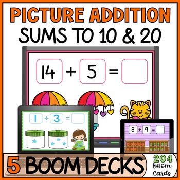 Simple Picture Addition within 20 Boom Cards Bundle - Adding with Visuals to 20