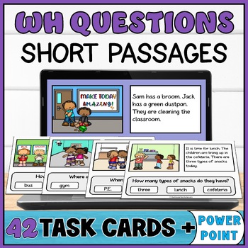 WH Questions Short Stories Task Cards - Easy Picture Reading Comprehension SPED