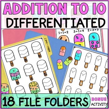 Picture Addition To 10 Math File Folders Differentiated Special Education